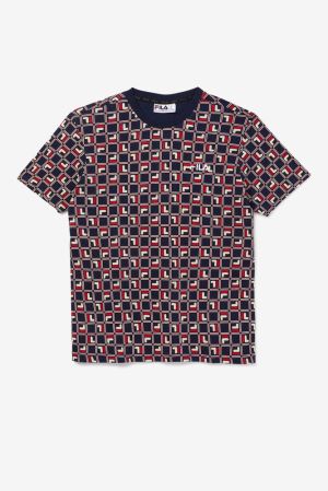 FILA Agostino Tee Shirts Navy / White / Red,Mens Clothing | CA.LIDTHP240